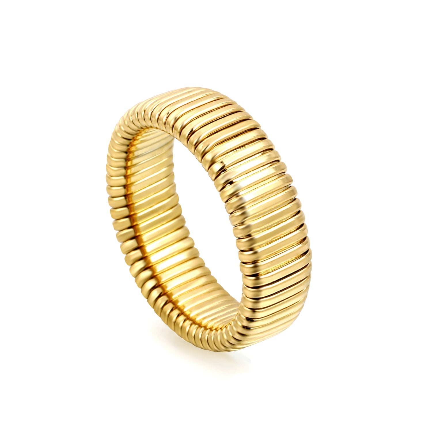 7mm Stainless Steel Gold Color Ring asonjewelry